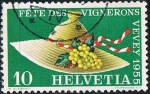 Stamps : Europe : Switzerland :  FIESTA DE LA VENDIMIA, EN VEVEY. SOMBRERO VALDENSE. Y&T Nº 559