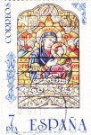 Stamps Spain -  la Virgen y el Niño catedral de Sevilla    (D)