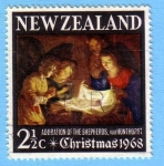 Stamps New Zealand -  Adoración de los pastores 