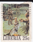 Stamps Liberia -  Norman Rockwell, ilustrador,fotografo y pintor estadounidense