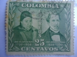 Stamps Colombia -  José Celestino Mutis(1732-1808) José Jerónimo Triana(1828-1890)