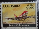 Sellos de America - Colombia -  Jumbo 747 de Avianca - 747 Jet - Primer vuelo Avianca - Frankfurt