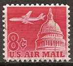 Sellos de America - Estados Unidos -  Jet Airliner sobre emisión del Capitolio.