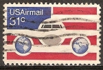 Stamps : America : United_States :  Correo aéreo (Plano y globos terráqueos).