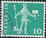 Stamps Switzerland -  SERIE BÁSICA 1960-63. MENSAJERO DE SCHWYZ DEL SIGLO XV. Y&T Nº 644