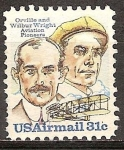 Sellos de America - Estados Unidos -   Orville y Wilbur Wright, pioneros de la aviación estadounidense.