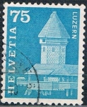 Stamps Switzerland -  SERIE BÁSICA 1960-63. PUENTE DE LA CAPILLA Y TORRE DEL AGUA, EN LUCERNA. Y&T Nº 654