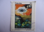 Stamps : America : Colombia :  AMANECER EN LOS ANDES - Oleo de Alejandro Obregón (1920-1992) Pintor, Escultor Colombo-Español.