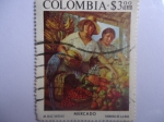 Stamps : America : Colombia :  MERCADO (oleo :M. Diaz Vargas) Pintura Colombiana, moderna y colonial