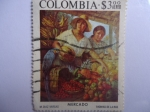 Stamps Colombia -  MERCADO (oleo :M. Diaz Vargas) Pintura Colombiana, moderna y colonial