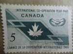 Stamps : America : Canada :  International  Co-operation Year 1965