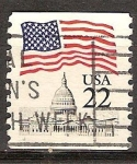 Stamps United States -  Bandera sobre la casa blanca de los Estados Unidos.