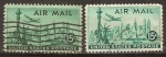 Stamps United States -  Estatua de la Libertad, Nueva York horizonte y Lockheed Constellation.