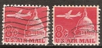 Stamps : America : United_States :  Jet Airliner sobre emisión del Capitolio.