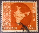Sellos de Asia - India -  mapa de la india