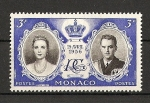 Stamps : Europe : Monaco :  Enlace Rainiero y Grace Kelly.