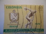 Stamps America - Colombia -  IX Juegos Atléticos Nacionales- San Bonifacio de Ibagué- Estatua  del lanzador de Disco, Myron