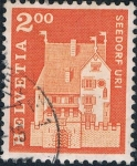 Sellos de Europa - Suiza -  SERIE BÁSICA 1967. CASTILLO DE A PRO, EN SEEDORF (URI). Y&T Nº 796
