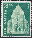 Stamps Switzerland -  SERIE BÁSICA 1967. IGLESIA DE SAN OSWALDO, EN ZUG. Y&T Nº 797