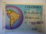 Sellos de America - Colombia -  DECLARACIÓN DE BOGOTÁ-16 -VIII-1966 - escudo de Armas de Bogotá - mapa sur América en un Circulo.
