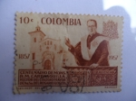 Sellos de America - Colombia -  Cent.de Mons. R.M. Carrasquilla.Rector del Colegio Mayor de N.S del Rosario-Bogotá