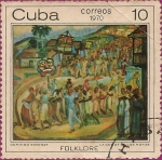 Stamps : America : Cuba :  Folklore. La Conga de los Hoyos por Domingo Ravenet.