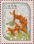 Stamps : America : Cuba :  Flores exóticas del jardin botánico. Tecomaria capensis.