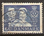 Sellos de Europa - Dinamarca -  El rey Federico IX e Ingrid-Aniversario de Bodas.