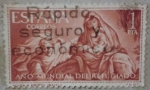 Stamps Spain -  año mundial del refujiado.Huida a egipto(bayeu) 1961