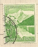 Stamps Germany -  Montaña nevada,Ayuda invierno