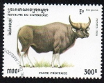 Stamps Cambodia -  Fauna protegida - Gaur