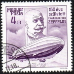 Stamps Hungary -  150 Aniversario del nacimiento de Ferdinand Von Zeppelin