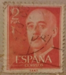 Stamps Spain -  sello rojo de franco 2 ptas 1955