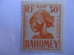 Stamps : Africa : Benin :  Cabeza de Escultura - Reino de Dahomey (República de Benin) - África Occidental Francesa.