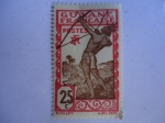 Stamps : America : France :  Nativo cazador-Francia, Colonias y Territorios. Guyane-guyana Francesa.