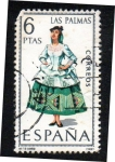 Stamps Spain -  Trajes típicos españoles - Las Palmas