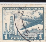 Stamps Chile -  Avión y pozos de petróleo
