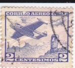 Stamps : America : Chile :  avión y figura Moai