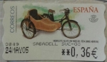 Sellos de Europa - Espa�a -  movilette au-ht con sidecar 1954
