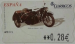 Stamps : Europe : Spain :  d.k.w- con sidecar 1938