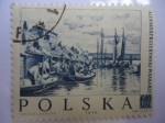 Stamps : Europe : Poland :  Pinturas polacas- "Lavadero de Arena" (Sandwasers)- pintura de:Aleksander Gierymski - Plaskarze.