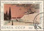Stamps : Europe : Russia :  La Galería Estatal Tretyakov. "Suburbios, de febrero" de Nissim. 