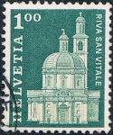 Stamps Switzerland -  SERIE BÁSICA 1968. EDIFICIOS. IGLESIA SANTA CRUZ, EN VITALE. Y&T Nº 821