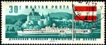 Stamps Hungary -  Barco a ruedas Ferenk Deak y castillo Schonbuchel  en Austria.