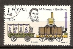 Stamps : Europe : Poland :  Murray locomotora de vapor y Blenkinsop y transporte de 1810.