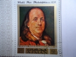 Stamps United Arab Emirates -  Pintura:Ajman - BENJAMIN FRANKLIN-  por Joseph S.Duplessis.