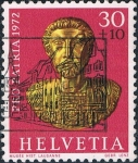 Stamps : Europe : Switzerland :  PRO PATRIA 72. DESCUBRIMIENTOS ARQUEOLÓGICOS. BUSTO EN ORO DE MARCO AURELIO, DE LA ÉPOCA ROMANA. Y&T