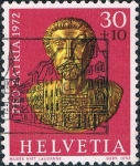Sellos del Mundo : Europa : Suiza : PRO PATRIA 72. DESCUBRIMIENTOS ARQUEOLÓGICOS. BUSTO EN ORO DE MARCO AURELIO, DE LA ÉPOCA ROMANA. Y&T