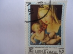 Stamps United Arab Emirates -  Navidad 1970 - Madonna and Child  with a pear - Pintor:Albrecht Durer.