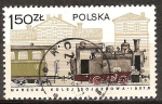 Stamps Poland -   Locomotora de Vapor N º 17 KDM y la estación Varsovia Stalowa (1907).